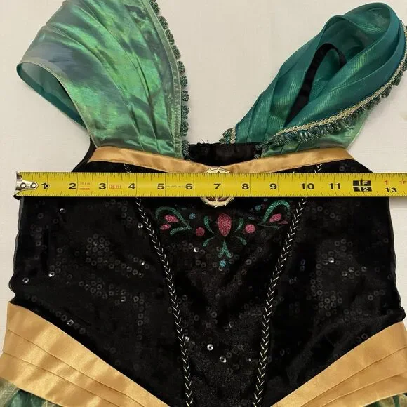 Disney Store Frozen Princess Anna Deluxe Coronation Costume Girls Sz 9/10 EUC - Picture 8 of 9